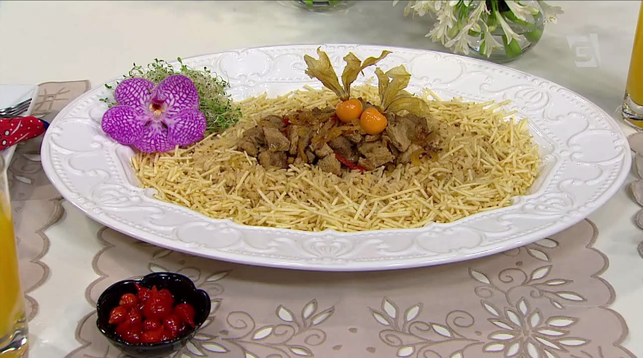 Lombo com arroz temperado