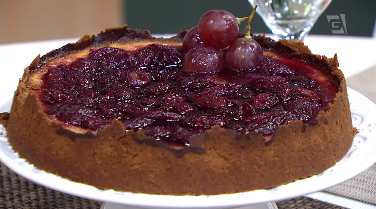 Cheesecake com geleia de uva