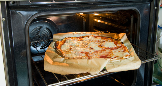 baked italian pizza in the oven