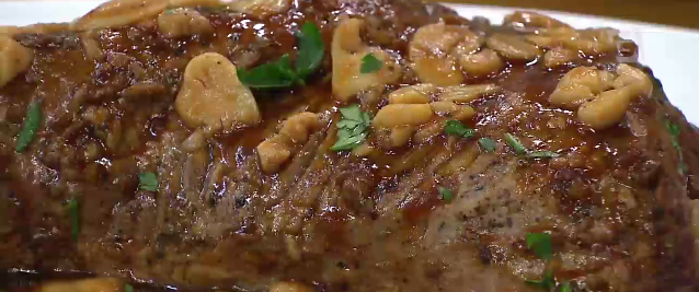 Fraldinha ao molho de cerveja preta e cogumelos