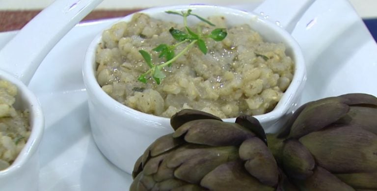 Risoto integral de alcachofra
