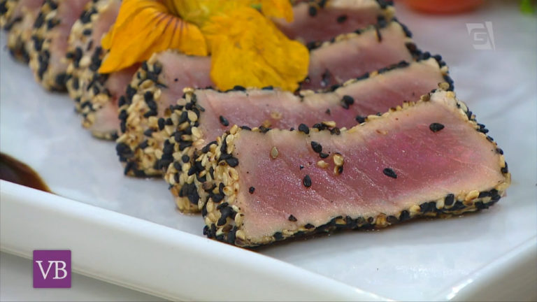 Atum selado com gergelim e molho agridoce