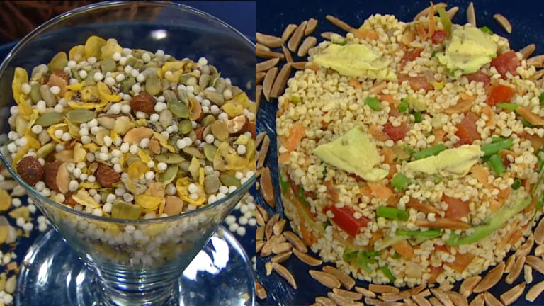 Granola salgada e cuscuz de painço