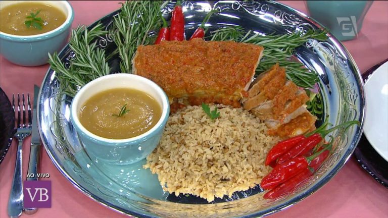 Lombo assado com pure de maçã