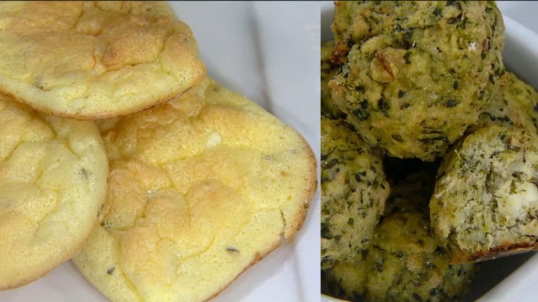 Pão proteico e bolinha de queijo fit