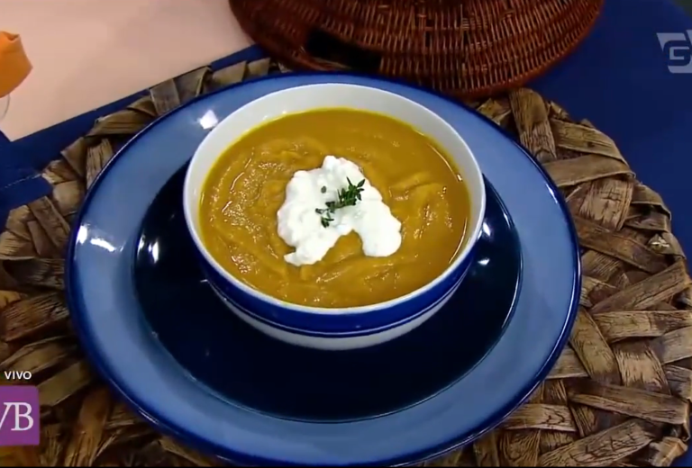 Receita de sopa de abóbora e palmito