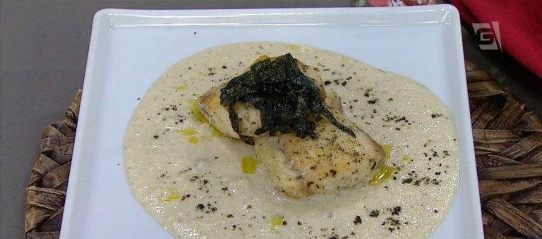 Pirarucu ao creme de pupunha