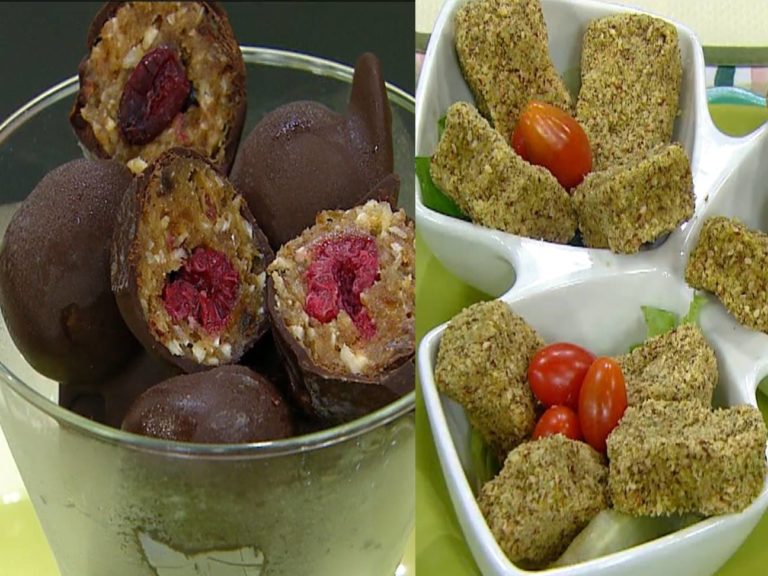 Nuggets de grão de bico e bombom de coco saudáveis