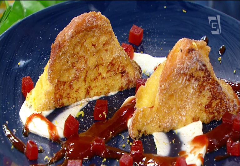 Rabanada com goiabada e coalhada seca