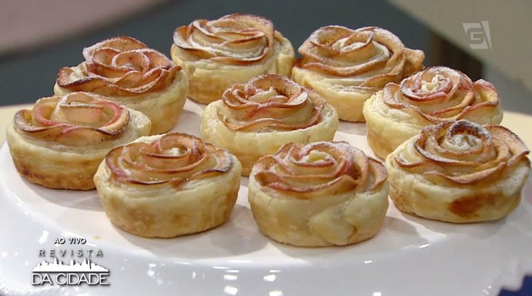 Folhado de maçã com creme inglês