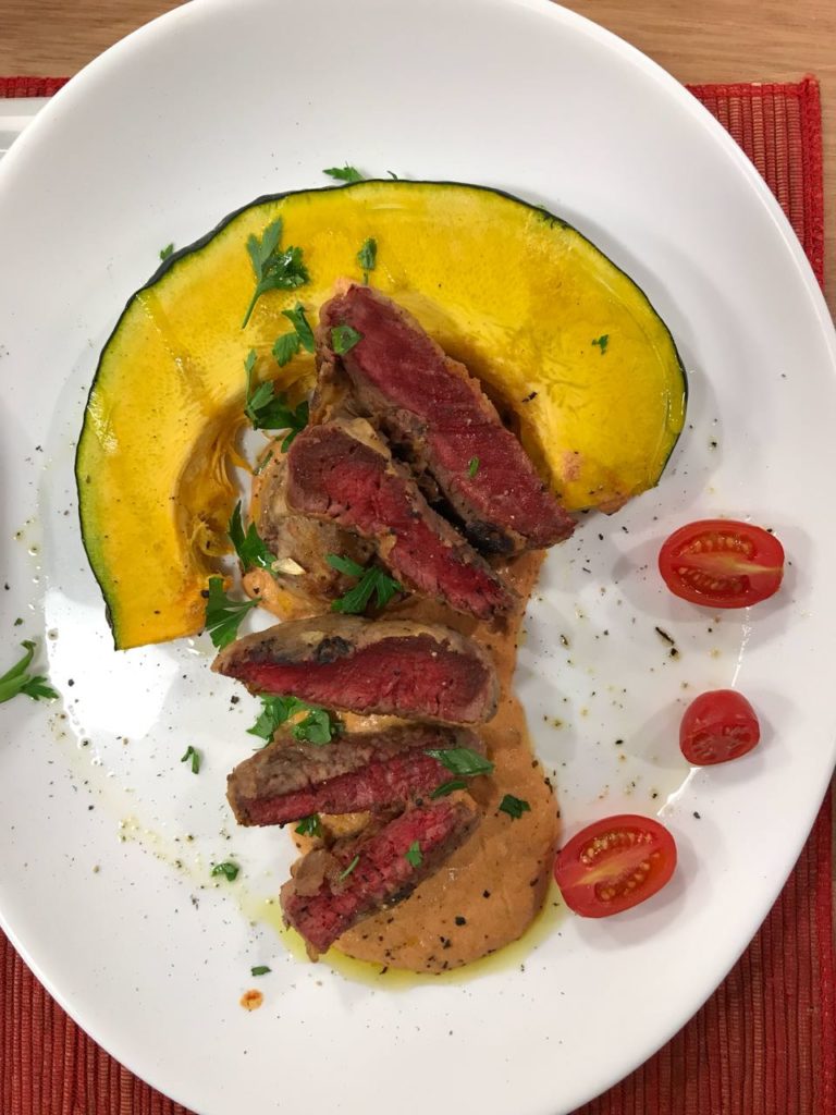Filé siberiano com abóbora gratinada