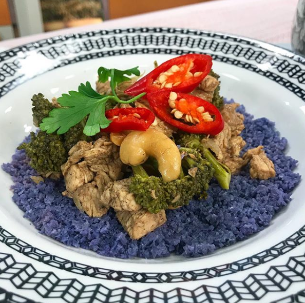 Frango chinês com arroz de couve flor