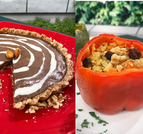 Torta gelada de chocolate + Pimentão recheado saudável