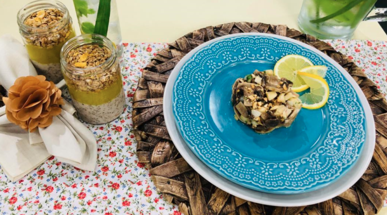 Ceviche de Cogumelos e Pudim de Chia com Manga