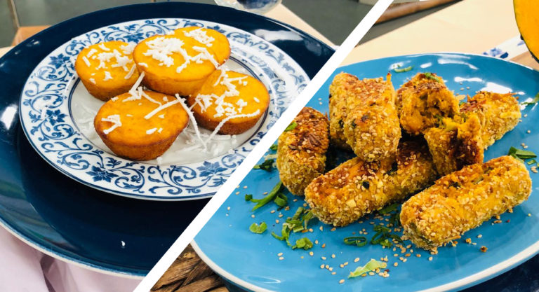 Croquete de Abóbora com Carne + Muffins de abóbora com coco sem glúten