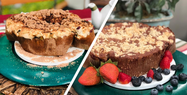 Colomba Pascal salgada de berinjela e Colomba Pascal de frutas vermelhas