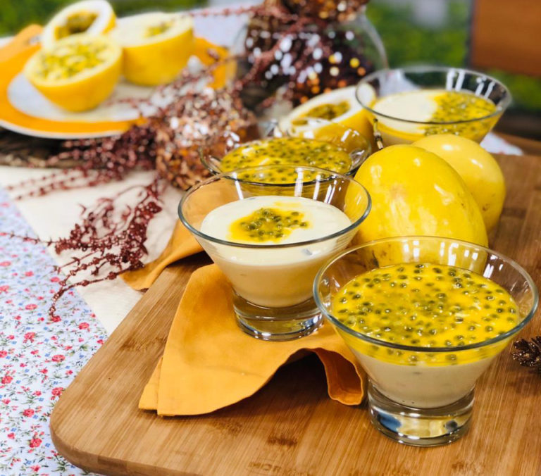 Leite condensado fit + Mousse de Maracujá com Creme de Queijo Minas