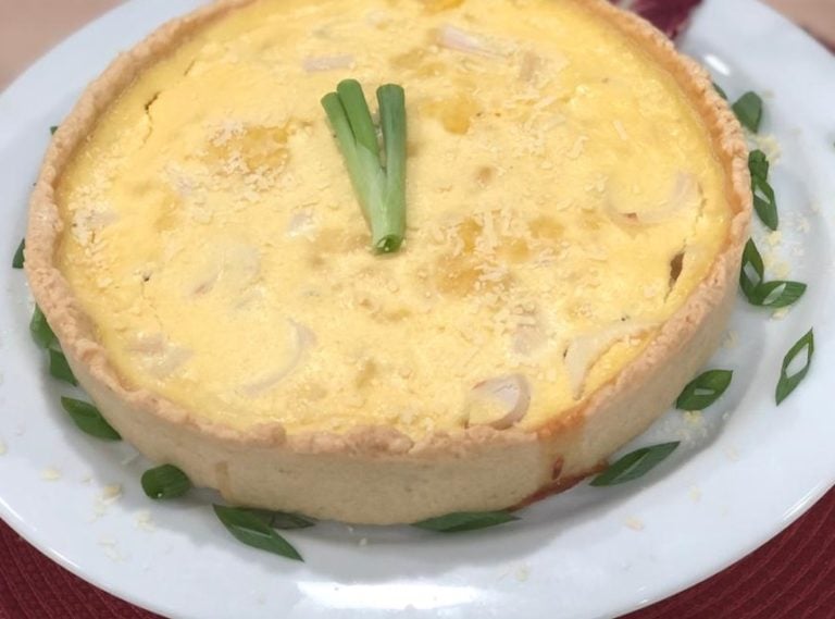 Quiche de mandioquinha com palmito