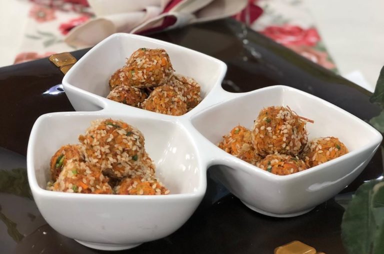 Bolinhas de carne seca e Mousse de chocolate com gengibre