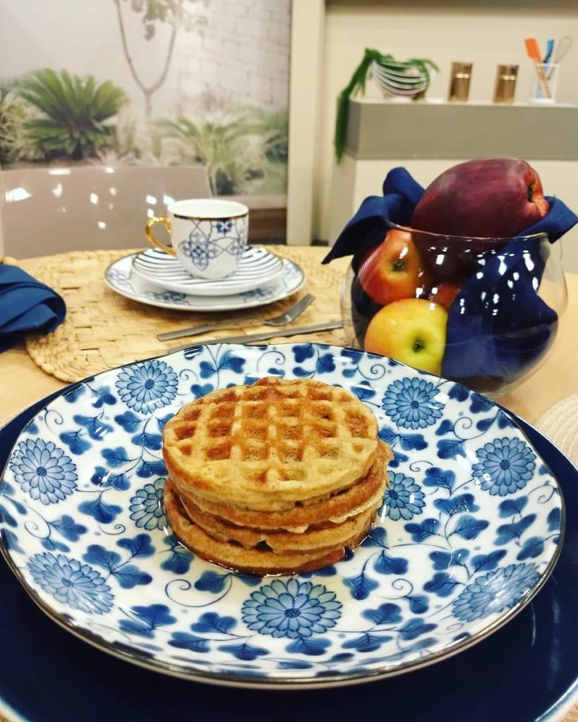 Waffle de maçã e de tapioca