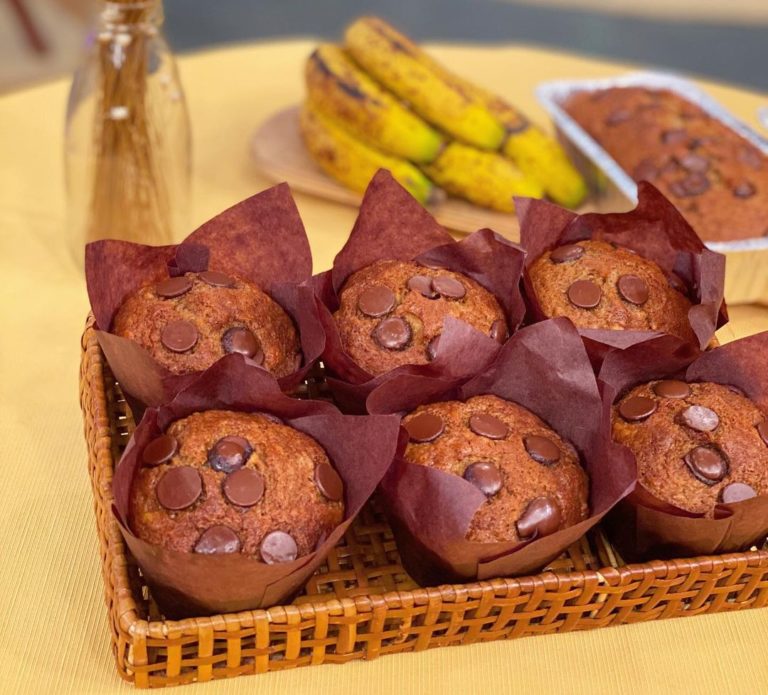 Bolo de banana com chocolate