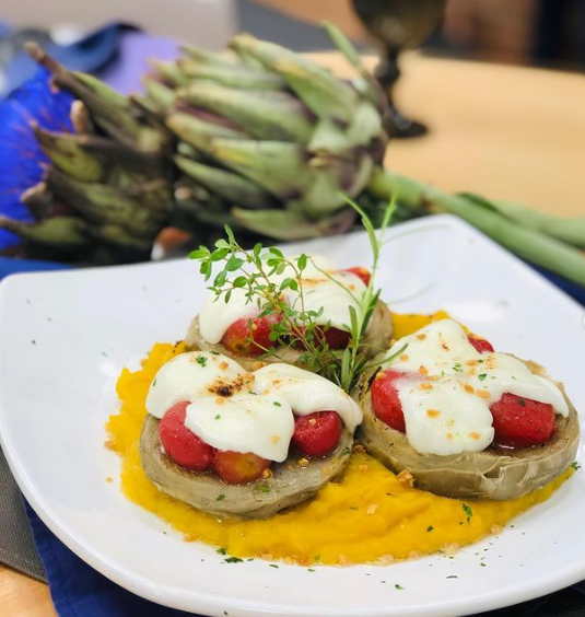 Parmegiana de fundo de alcachofra