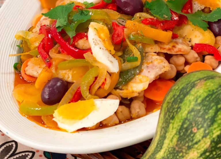 Pescada assada no grão de bico à portuguesa