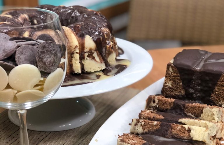 Cebola Recheada e Bolo Mármore Cremoso