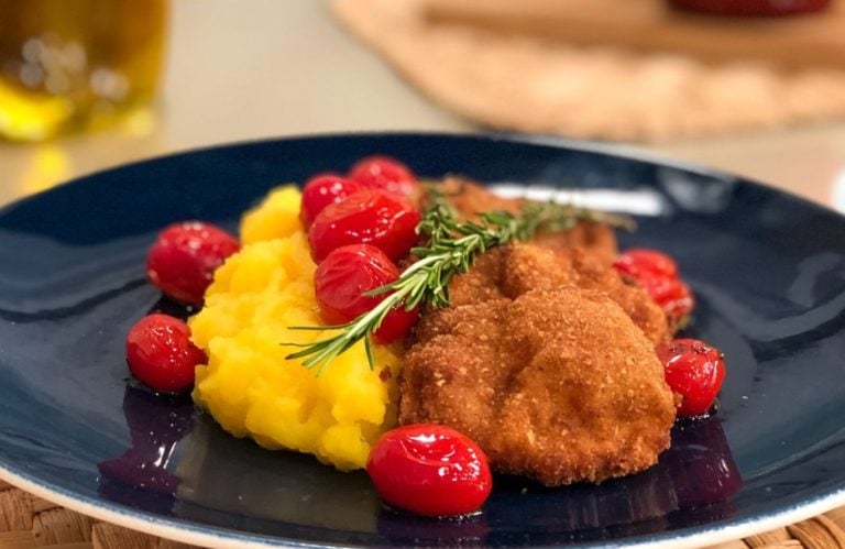 Filé mignon suíno com creme de Mandioquinha