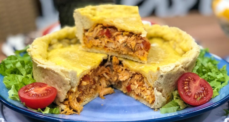 Empadão de frango e Sobremesa de Pêssego