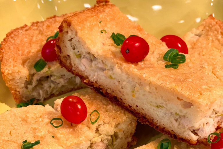 Torta de Arroz com recheio de frango cremoso