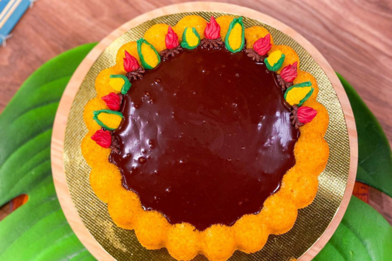 Receita deliciosa de blondie de milho com ganache de chocolate