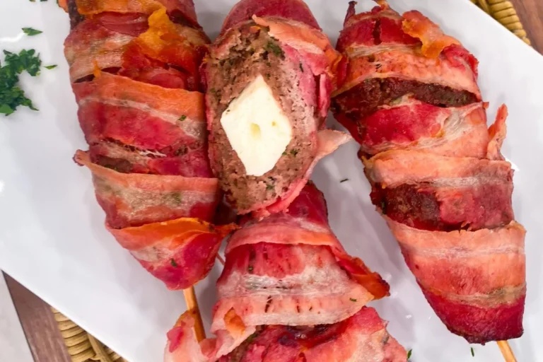 Delícia de kafta recheada e coberta com bacon