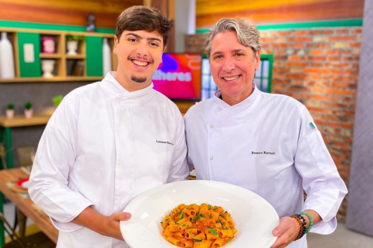 Dia dos Pais: macarrão com pancetta feito pelo Chef Lorenzo Ravioli e seu pai