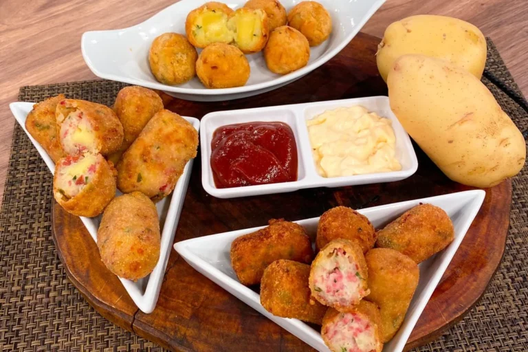 Delicioso croquete de batata com calabresa
