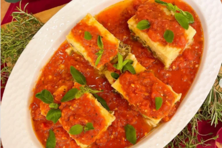 Polenta assada recheada com sardinha