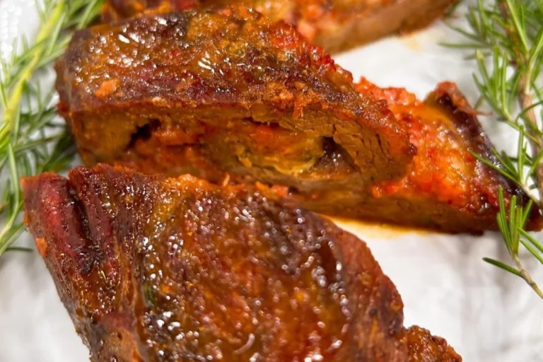 Fraldinha recheada ao molho de mostarda