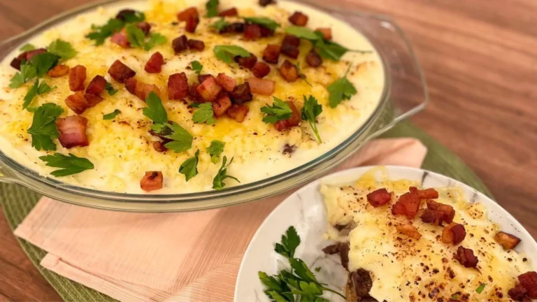 Picadão de carne com creme de batata