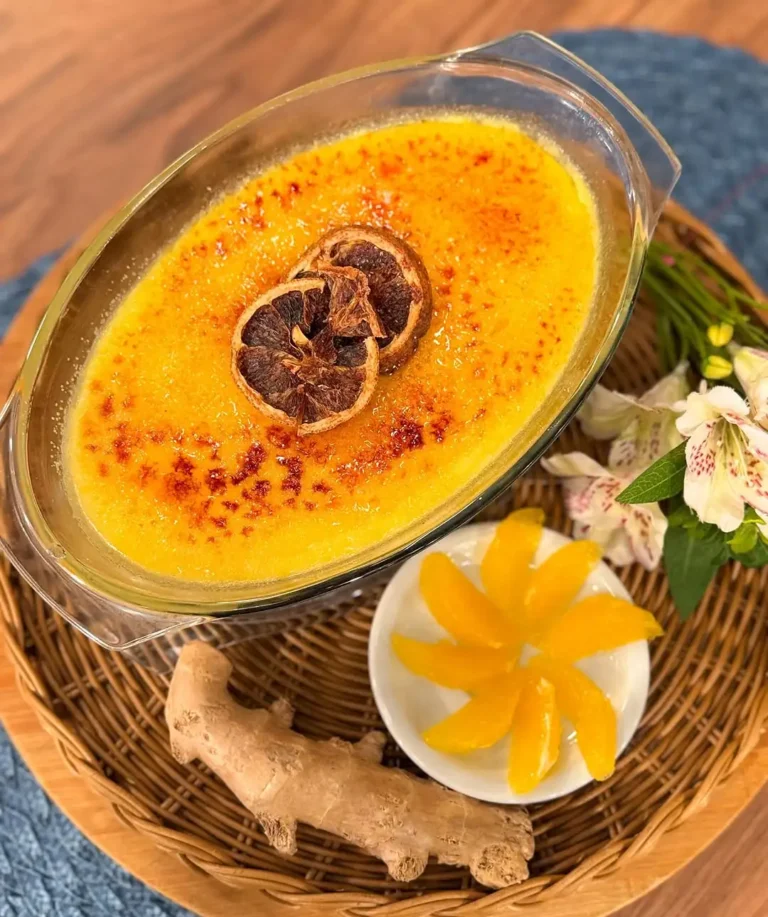Creme brulée de laranja com gengibre