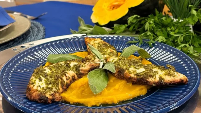 Frango com ervas e purê de abóbora