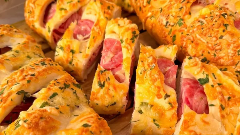 Deliciosa e crocante baguete de calabresa recheada