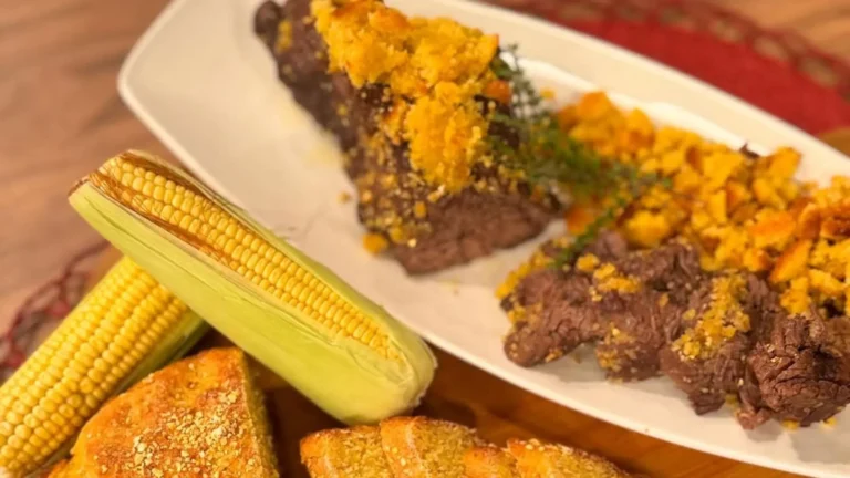 Deliciosa fraldinha com crosta de milho