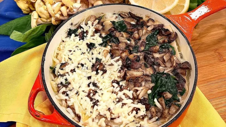 Lasanha de palmito pupunha com ragú de cogumelos