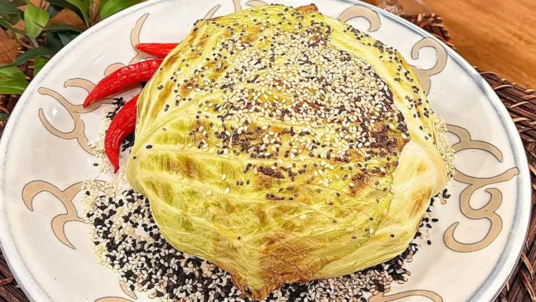 Repolho recheado com frango ao cury