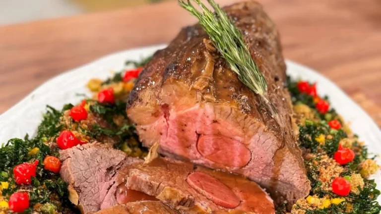 Deliciosa carne assada com mandioca cremosa