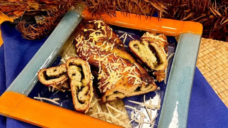 Pão trançado sem glúten com recheio de pesto de espinafre