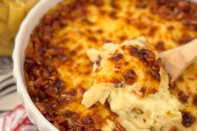 Penne com creme de batatas e bacon