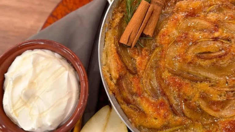 Torta preguiçosa de pera será a estrela do seu café