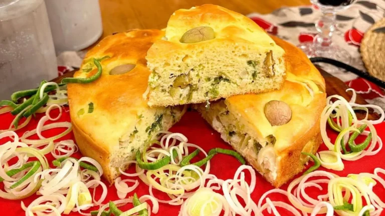 Torta de palmito com alho poró