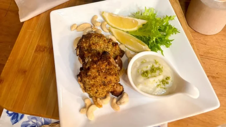 Frango crocante com crosta de castanhas